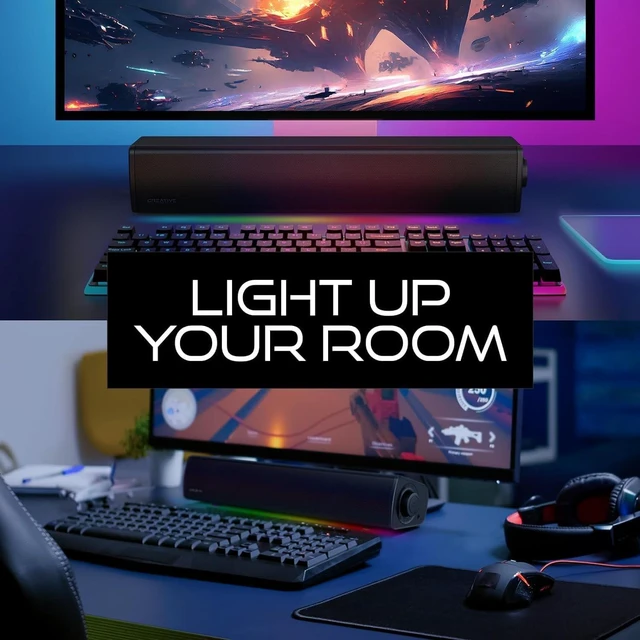 Alt view image 2 of 5 - Creative Sound Blaster GS3 Compact RGB Gaming Soundbar, Superwide, Black