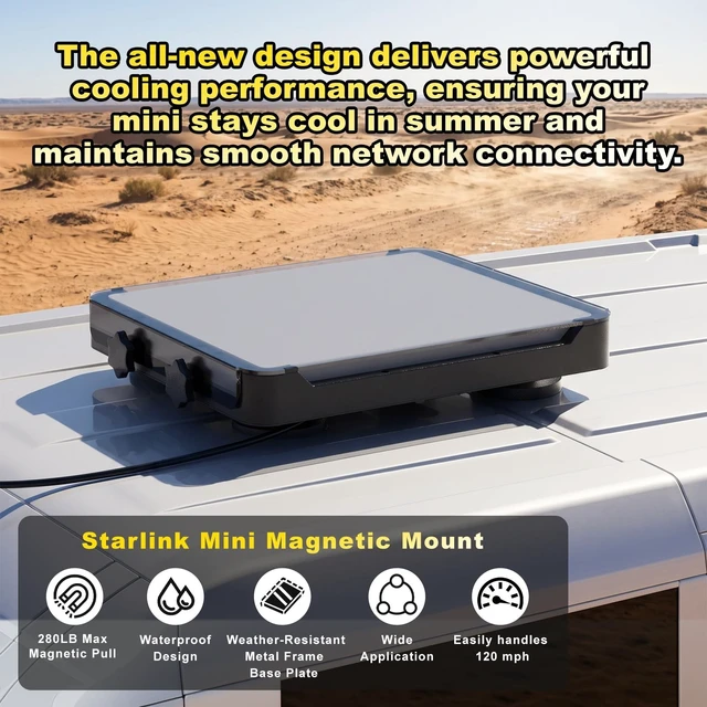 Alt view image 3 of 5 - for Starlink Mini Magnetic Roof Car Mount with Removable Protective Cover, Quick-Release Mechanism, Durable Metal Plate and Open-Base Ventilation Design, 280 lb Tensile Force