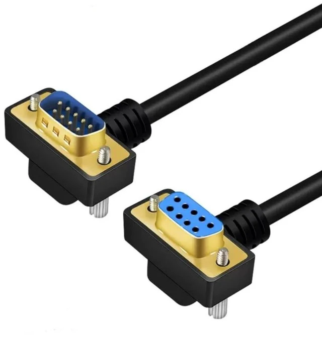 Main image of Aoikknuw 16.4ft DB9 9Pin RS232 Serial Extension Cable, Male to Female 270 Degree Right Angle COM Port Gold Plated Connector for PC, Printer, Industrial Equipment 5 Meters