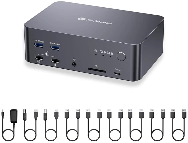 Main image of AV Access 8K KVM Switch 3 Monitors 2 Computers, DP KVM Dock for Desktop PCs