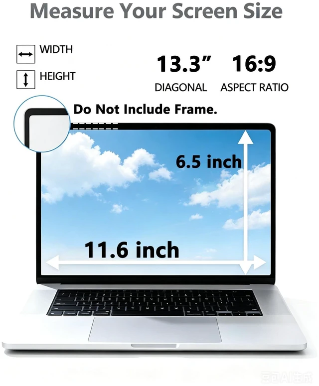 Alt view image 2 of 5 - Magnetic Laptop Privacy Screen 13.3 Inch 16:9-26 Anti Peeping