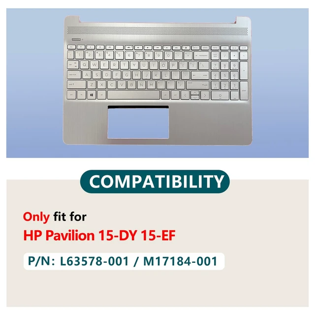 Alt view image 2 of 5 - JADTRXU M17184-001 L63578-001 Replacement Upper Case Palmrest for HP 15T-DY 15-DY 15-EF 15Z-EF 15s-eq 15s-fq 15s-er 15s-fr Series Laptop Top Cover Non-Backlit Keyboard Assembly(Natural Silver)