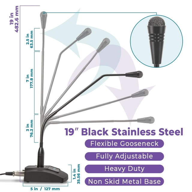 Alt view image 2 of 5 - ECS WordSentry 4-Pole 3.5mm Adjustable Gooseneck Microphone for PC, Computers, iPhone, Android Smartphone, Microsoft Surface, Tablets, Gaming, Streaming, Voice-Over, Vlogging, Podcast Recordin