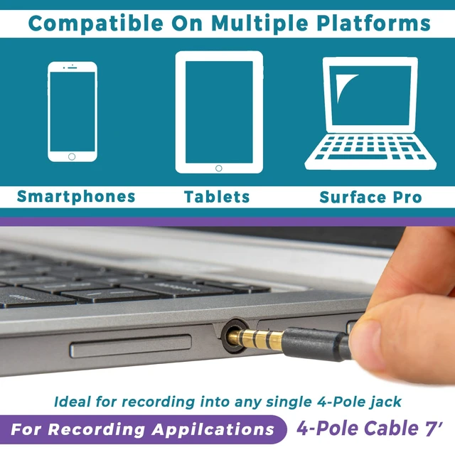 Alt view image 5 of 5 - ECS WordSentry 4-Pole 3.5mm Adjustable Gooseneck Microphone for PC, Computers, iPhone, Android Smartphone, Microsoft Surface, Tablets, Gaming, Streaming, Voice-Over, Vlogging, Podcast Recordin