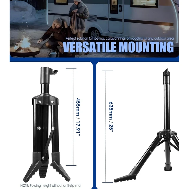 Alt view image 4 of 5 - Stainless Steel Tripod Outdoor Portable Mounting Stand Foldable Adjustable Kit Durable Lightweight for Roof Camping and Hiking