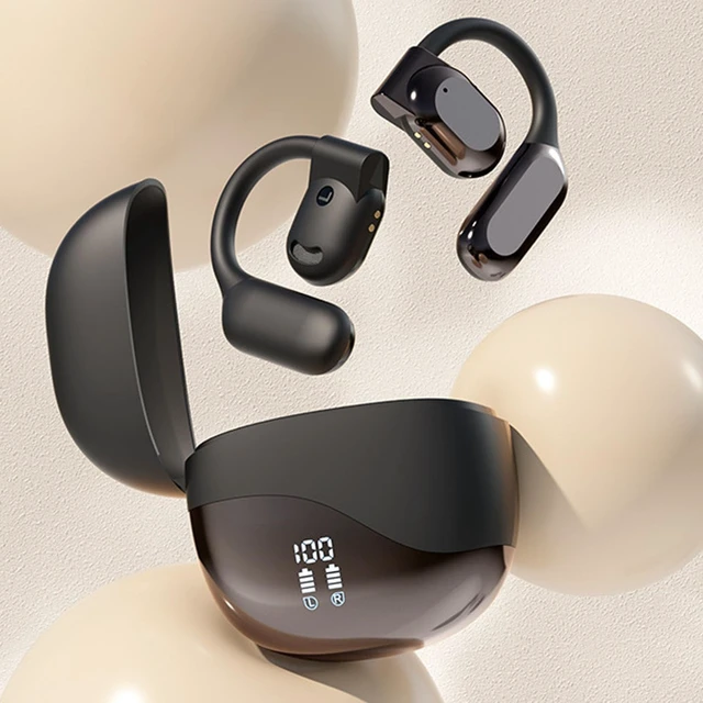 Alt view image 2 of 5 - Bewinner Open Ear Earbuds, Outside The Ear Cordless Ear Headphones with Earhooks, Bluetooth Noise Cancelling Open Air Conduction Earbuds with AI Translation (Black)