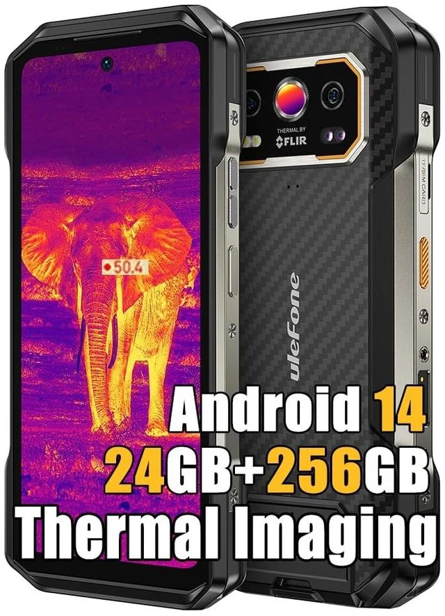 Main image of Ulefone Armor 27T Rugged Phone with Thermal Imaging Camera, 24GB+256GB MTK G99 Android 14 Smartphone, 10600mAh 50MP+64MP Night Vision, 6.78" FHD+ 120Hz, IP68/69K Waterproof Dual SIM 4G Smartphone NFC