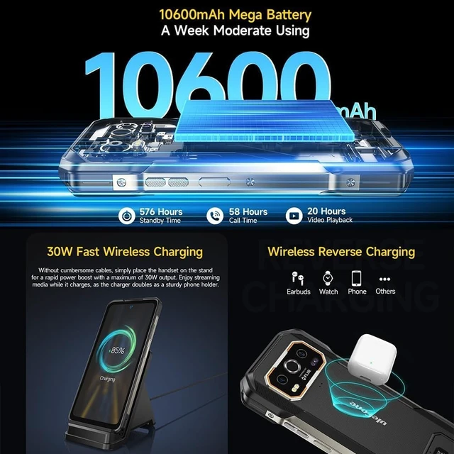 Alt view image 3 of 5 - Ulefone Armor 27T Rugged Phone with Thermal Imaging Camera, 24GB+256GB MTK G99 Android 14 Smartphone, 10600mAh 50MP+64MP Night Vision, 6.78" FHD+ 120Hz, IP68/69K Waterproof Dual SIM 4G Smartphone NFC