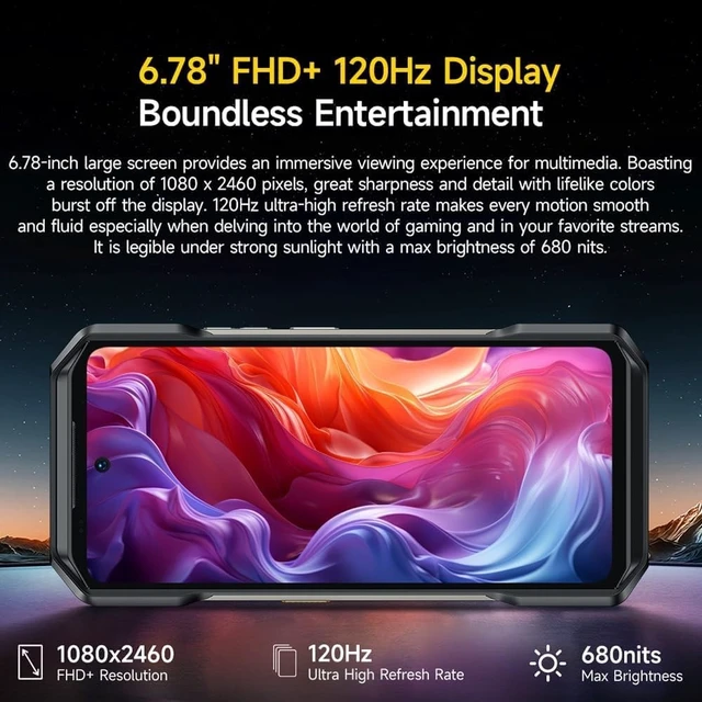 Alt view image 4 of 5 - Ulefone Armor 27T Rugged Phone with Thermal Imaging Camera, 24GB+256GB MTK G99 Android 14 Smartphone, 10600mAh 50MP+64MP Night Vision, 6.78" FHD+ 120Hz, IP68/69K Waterproof Dual SIM 4G Smartphone NFC