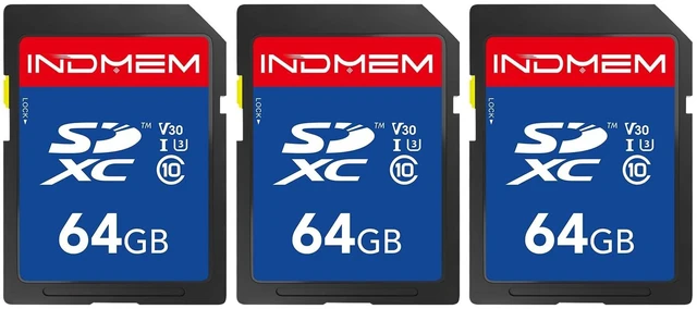 Main image of 64GB SD Card 3Pack, High Speed up to 90M/S, C10/U3/V30, SDXC Memory Cards