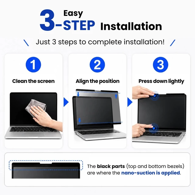 Alt view image 5 of 5 - Deff Privacy Screen for MacBook Pro 16-Inch, Removable Nano-Suction