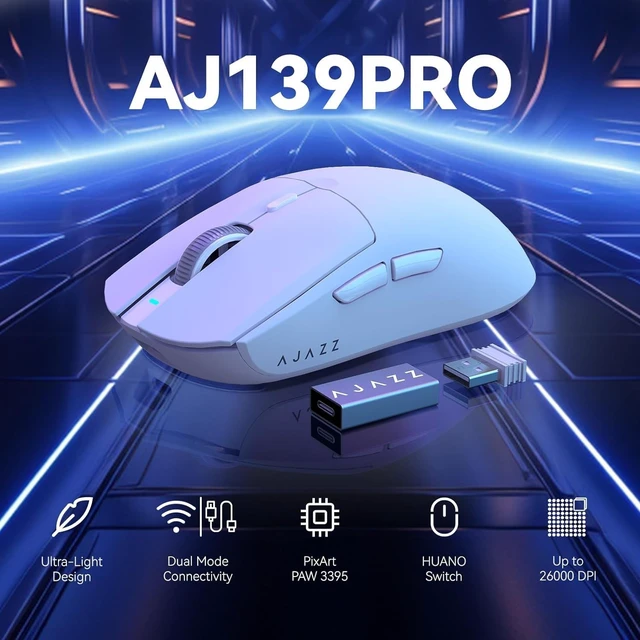 Alt view image 2 of 5 - AJAZZ AJ139 G Pro 4K 65g Ultralight Dual Mode Wireless Gaming Mouse(White)