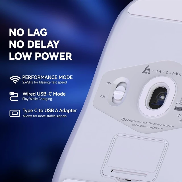 Alt view image 4 of 5 - AJAZZ AJ139 G Pro 4K 65g Ultralight Dual Mode Wireless Gaming Mouse(White)