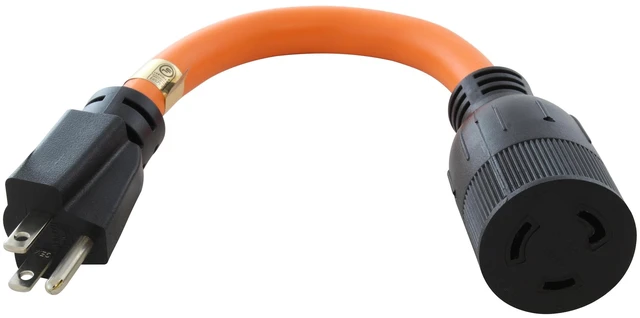 Main image of AC WORKS Locking Adapter Household 15Amp 5-15P Plug to Locking 20Amp L5-20R Female Connector (Flexible)