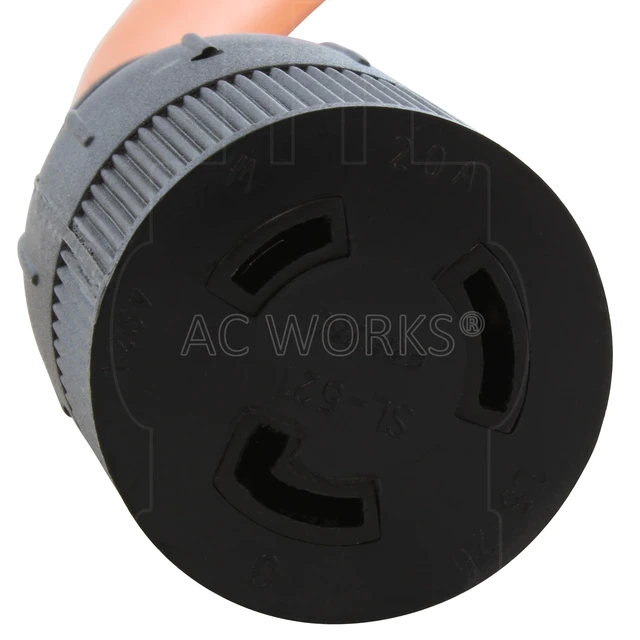 Alt view image 4 of 5 - AC WORKS Locking Adapter Household 15Amp 5-15P Plug to Locking 20Amp L5-20R Female Connector (Flexible)
