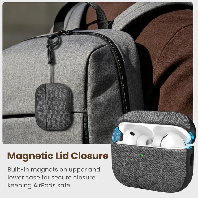 Alt view image 2 of 5 - Delidigi Magnetic Lid Vegan Leather Case for AirPods Pro 3 (2025)