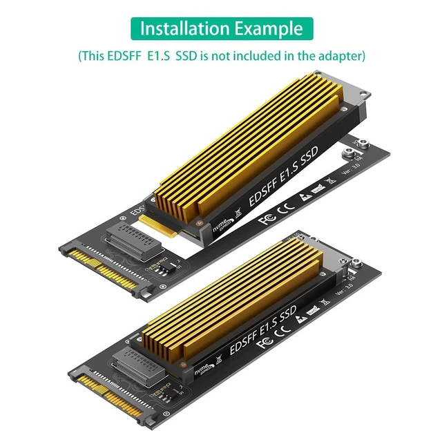 Alt view image 4 of 5 - Mustpoint New Version U.2 SFF-8639 to NVMe Ruler 1U GEN-Z EDSFF Short SSD E1.S Carrier Adapter