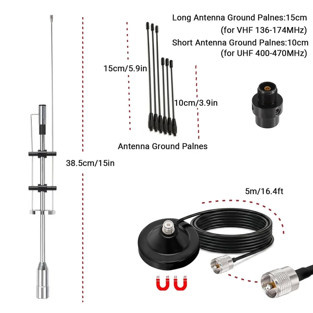 Alt view image 2 of 5 - Outdoor Indoor Police Scanner Antenna, 25-3000mhz, VHF/UHF GMRS Desktop Scanner Antenna for House with 16.4ft Cable BNC/SMA/SO239/ VHF UHF Ground Plane, for SDR/ADSB Flightaware