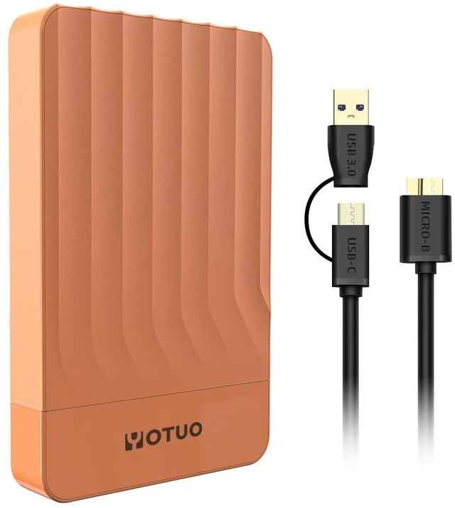 Main image of YOTUO 320GB External Hard Drive, Portable Storage Expansion HDD, USB 3.0 & USB-C for PC, Mac, Desktop, Laptop, Smartphone, PS4, Xbox One, Xbox 360, Office & Game, Orange