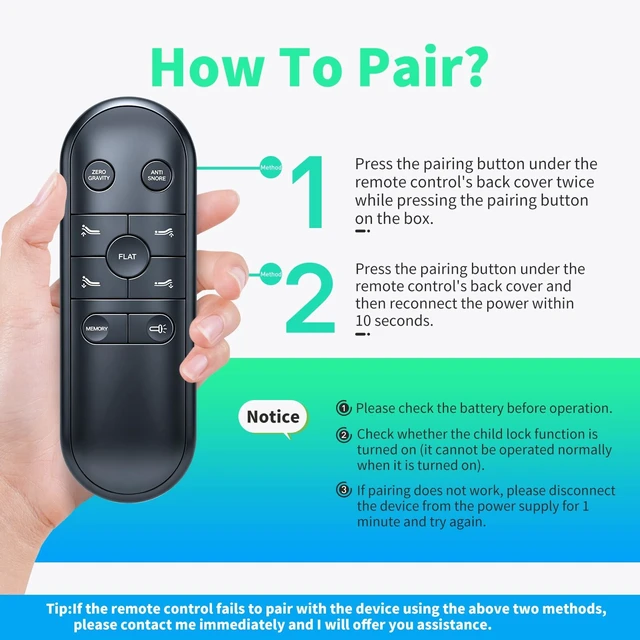 Alt view image 2 of 5 - Snrigw Replacement Remote Control for Richmat HJH82B /MLILY MS200 /EGOHOME/Bingaman/Dream Flex Adjustable Bed Zero Gravity, Head & Foot Incline