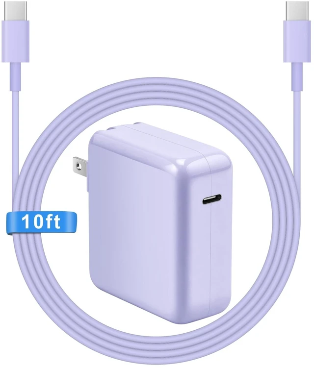 Main image of Mac Book Pro Air Charger with 10FT Extra Long Type C Charging Cable, Purple