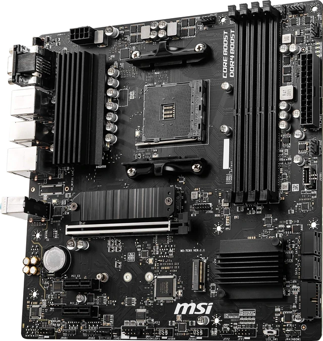 Alt view image 5 of 5 - MSI B550M PRO-VDH ProSeries Motherboard (AMD Ryzen 5000, AM4, DDR4, PCIe 4.0, SATA 6Gb/s, M.2, USB 3.2 Gen 1, Wi-Fi, Bluetooth, D-SUB/HDMI/DP, Micro-ATX)
