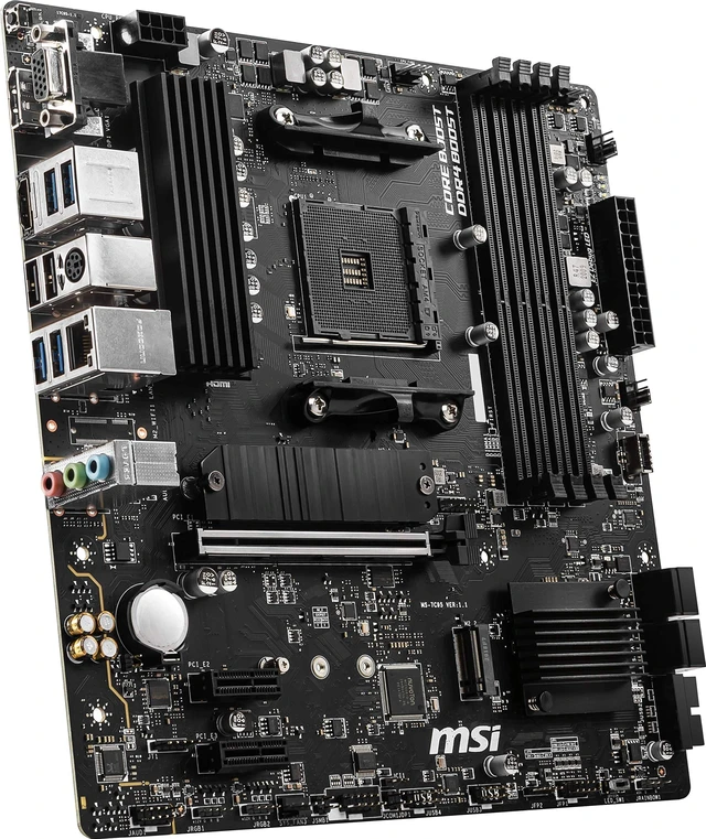 Alt view image 4 of 5 - MSI B550M PRO-VDH ProSeries Motherboard (AMD Ryzen 5000, AM4, DDR4, PCIe 4.0, SATA 6Gb/s, M.2, USB 3.2 Gen 1, Wi-Fi, Bluetooth, D-SUB/HDMI/DP, Micro-ATX)