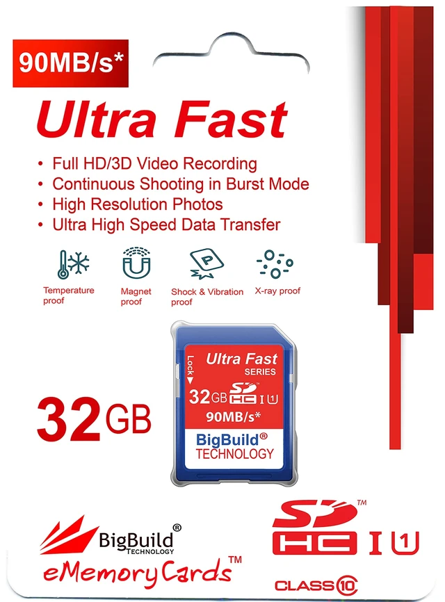 Alt view image 2 of 5 - BigBuild Technology 32GB Ultra Fast 90MB/s SD SDHC Memory Card for Canon EOS 1000D DSLR Camera