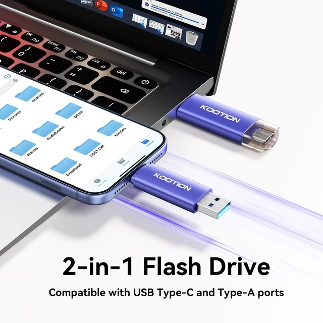 Alt view image 2 of 5 - KOOTION 10-Pack 16GB Type C + USB A Portable 2.0 Flash Drive