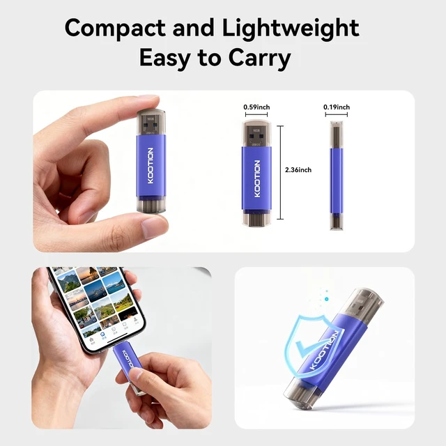 Alt view image 4 of 5 - KOOTION 10-Pack 16GB Type C + USB A Portable 2.0 Flash Drive