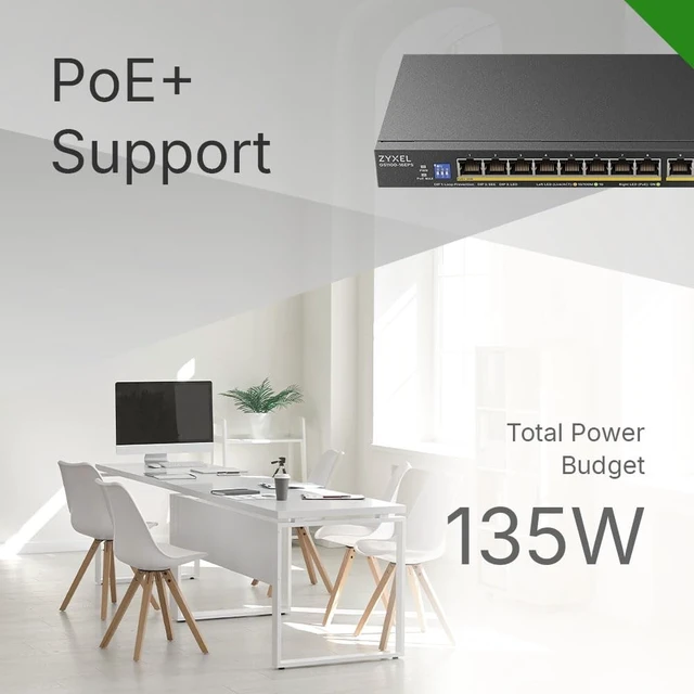 Alt view image 4 of 5 - Zyxel 16 Port Network Ethernet Switch ^^ Unmanaged GbE PoE+ ^^ GS1100-16EPS