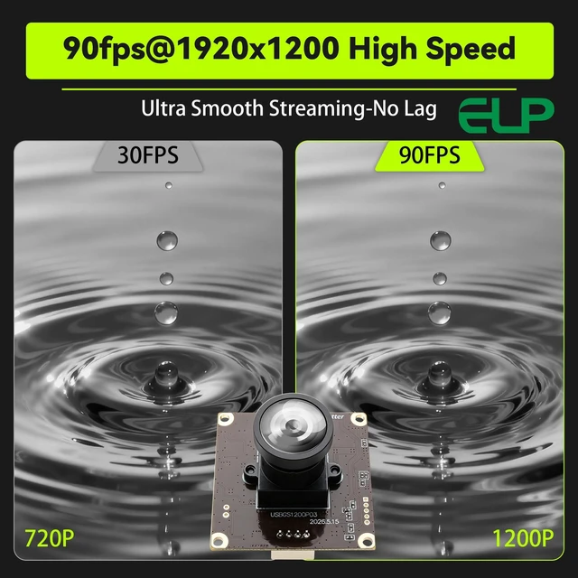 Alt view image 2 of 5 - ELP Global Shutter Monochrome USB Camera Module for PC, High Speed Webcam