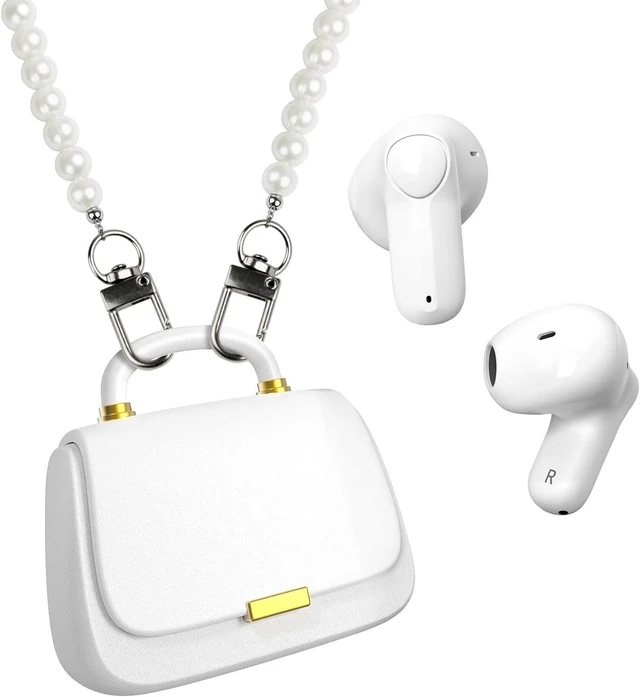 Main image of ANCwear Wireless Earbuds with Mini Handbag Case, 22H Playtime, Pearl White
