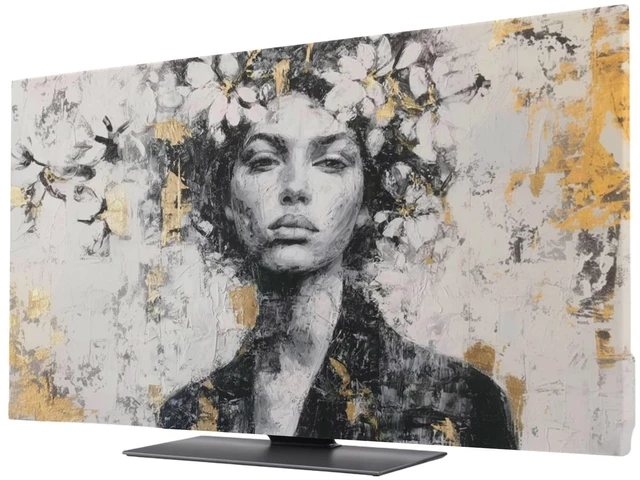 Main image of Elastic Indoor TV Cover 85" Dust Protector,African American Posters Stretch Fabric Flat Screen TV Covers,Abstract Flower Vintage Black Women Universal Anti-scratch Cover for Curved LCD LED OLED TVs