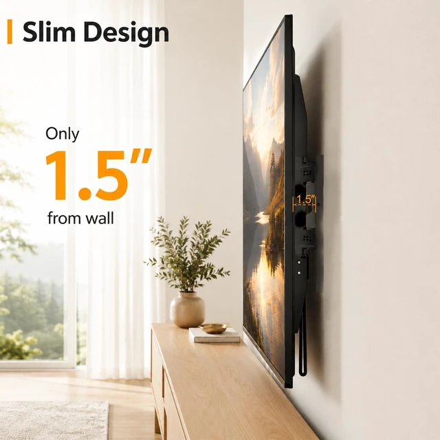 Alt view image 4 of 5 - QAQMILI Heavy Duty Fixed TV Wall Mount for Most 50-120 Inch Screens, Low Profile TV Mount Bracket with Quick Release Lock, Ultra Slim Wall Mount, VESA 200x200-900x600mm, Holds 125kg/275 lbs, Large TVs