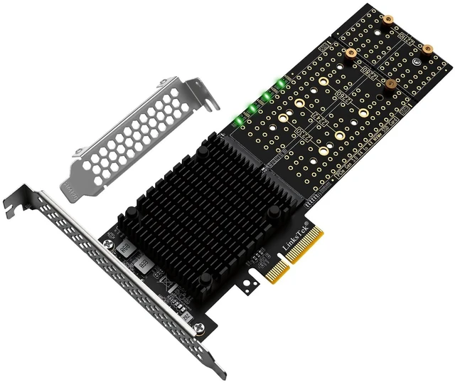 Main image of PCIE-PEX8747M4 PCIE 3.0 x4 Interface to 4-Port NVME M.2 SSD Expansion Card for Desktop PCs, Broadcom PLX PEX8747 PCIE Gen 3.0 Switch, 32Gb/s Bandwidth, On-Card PCIE Bifurcation, for Storage & Boot