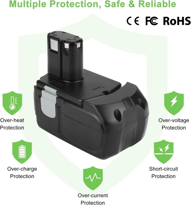 Alt view image 4 of 5 - Hanaix 2PACK 3500mAh 18V Battery EB1812S for Hitachi 18V EB1812S EB1814SL