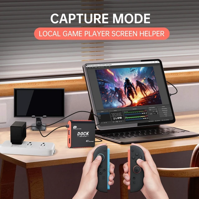 Alt view image 5 of 5 - 2-in-1 Switch 2 Dock & Capture Card, USB-C Input for 1080P 60FPS Streaming