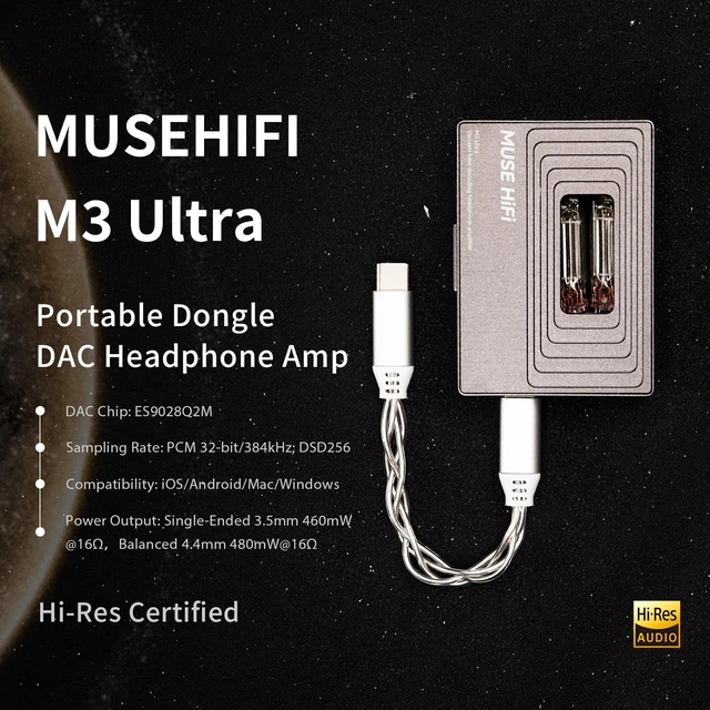 Alt view image 2 of 5 - HiFiGo MUSEHiFi M3 Ultra Portable Tube DAC Amp with JAN6418 Vacuum Tube, 460mW/480mW Balanced Output, USB C Dongle DAC for IEMs & Headphones, Amplifier for Phone/PC/Mac