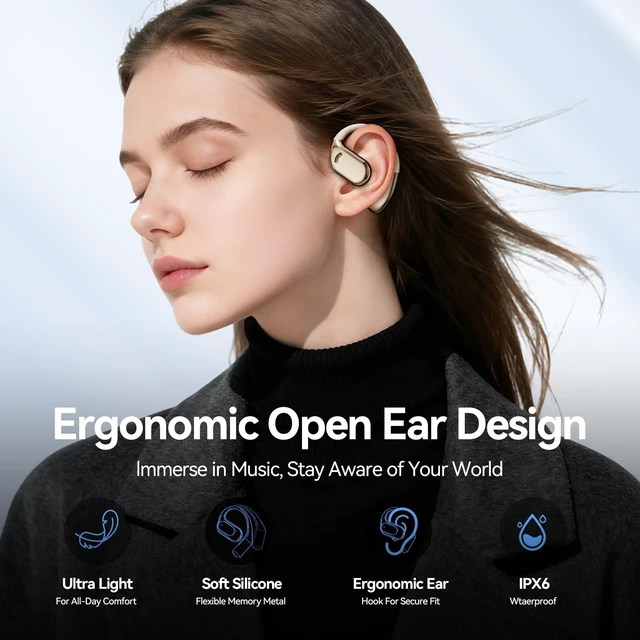 Alt view image 2 of 5 - CHENRUIDA M75 Open Ear Earbuds,Open Ear Headphones True Wireless (Skin)