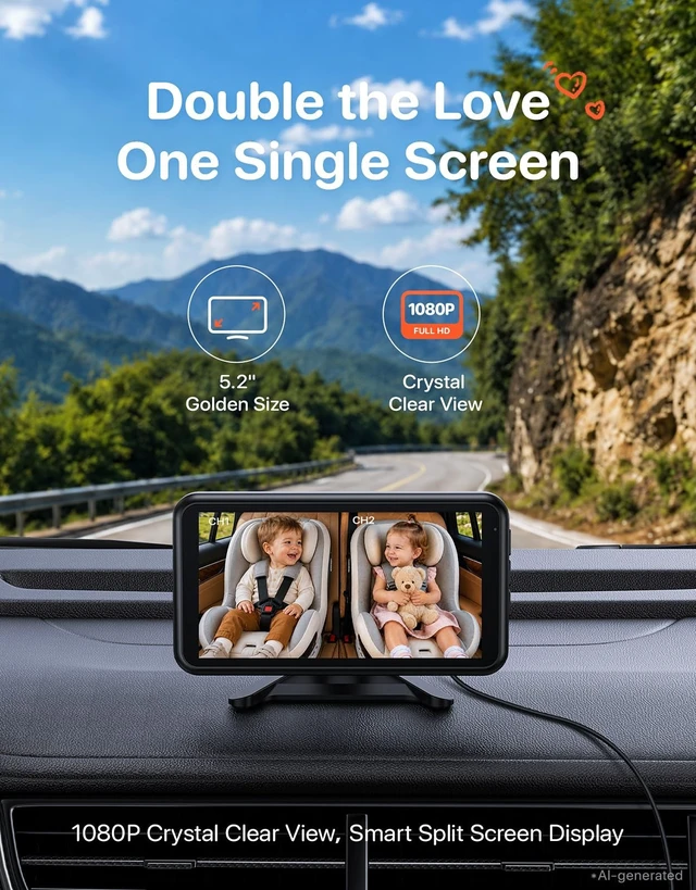 Alt view image 2 of 5 - LUCKVIEW BM2PRO Dual Car Camera Baby Monitor for 2 Kids