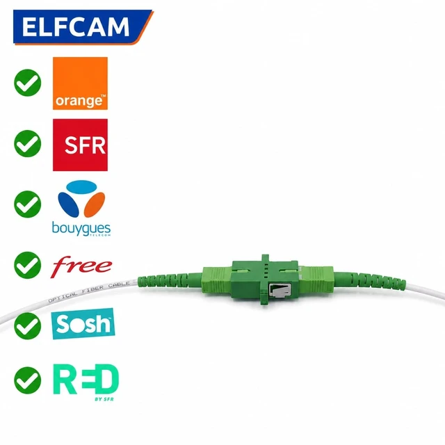 Alt view image 5 of 5 - Elfcam - 25m/82.02ft Fiber Optic Cable Singlemode SCA to SCA, Delivery with The Coupler for Extending Fiber Optic Cable, Compatible with FTTH Cable, White, 25 Meters