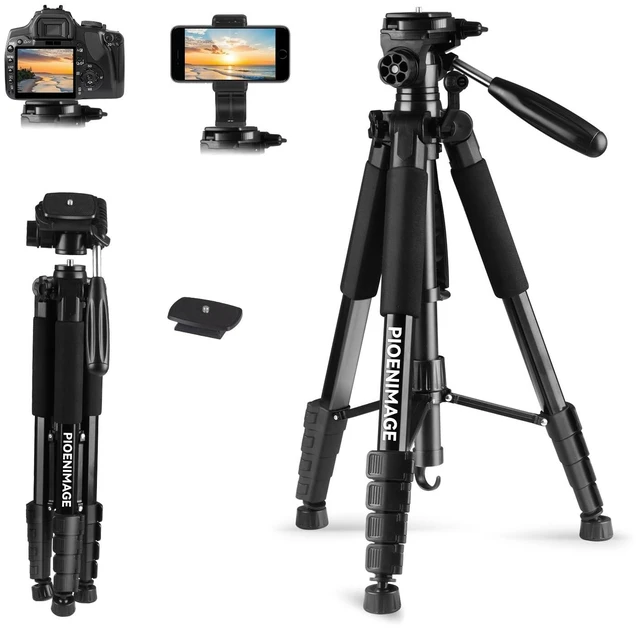 Main image of PIOENIMAGE 74" Camera Tripod, Expandable Camera Tripod Stand for Camera and Phone, Spotting Scope Tripod, Camera Stand for Photography, Video Recording, Compatible with DSLR, iPhone, Spotting Scopes