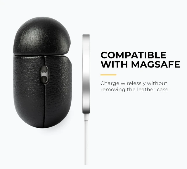 Alt view image 3 of 5 - Snakehive Leather Case Compatible with AirPods Pro 3 - Case Cover - Black