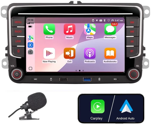 Main image of autoradio for VW Volkswagen Jetta Golf Passat Tiguan Seat Touran Skoda Wireless CarPlay Car Stereo,7 Android Auto IPS,16EQ DSP,Bluetooth5.0,FM,Backup Camera for Jetta Radio
