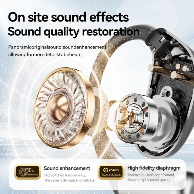 Alt view image 5 of 5 - CHENRUIDA Open Ear Headphones Bluetooth Wireless Over Ear Earbuds(Black)