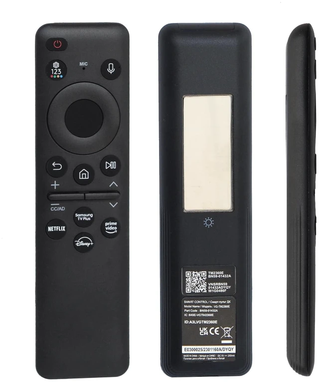Main image of BN59-01432A Rechargeable Voice Solar Remote Control can Replace the for Samsung smart TV Remote Control and is Suitable for Samsung 2019-2025 NEO QLED, Crystal UHD, OLED 4K TVS - Black