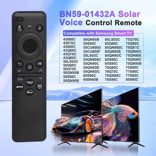 Alt view image 3 of 5 - BN59-01432A Rechargeable Voice Solar Remote Control can Replace the for Samsung smart TV Remote Control and is Suitable for Samsung 2019-2025 NEO QLED, Crystal UHD, OLED 4K TVS - Black