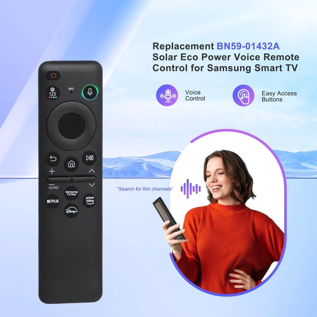 Alt view image 4 of 5 - BN59-01432A Rechargeable Voice Solar Remote Control can Replace the for Samsung smart TV Remote Control and is Suitable for Samsung 2019-2025 NEO QLED, Crystal UHD, OLED 4K TVS - Black