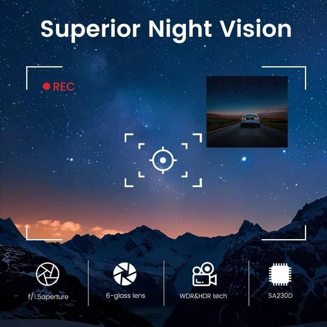 Alt view image 5 of 5 - EKLEVA 4K+2K Dual Dash Camera, 2160P Front and Rear, 170 Wide Angle, GPS, Night Vision, Super Capacitor